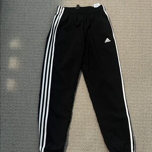 Adidas Kids Black Joggers with White Stripes
